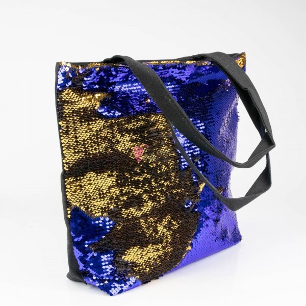 Geantă de cumpărături sau plaja MollyLac cu paiete  Cod 75278 cu fermoar